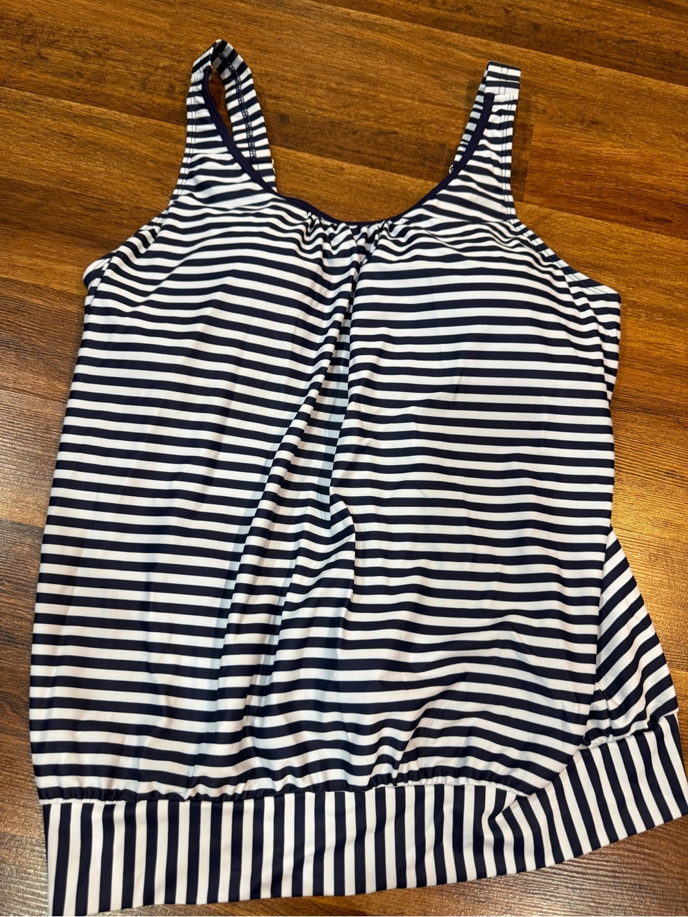 Women's Navy and White Striped Swim Tank Top